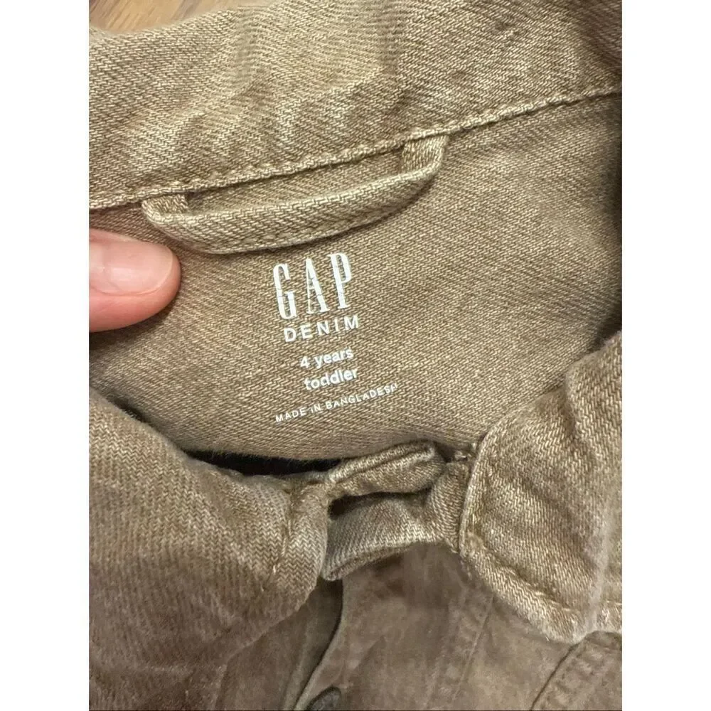 Gap Brown Tan Collared‎ Long Sleeve Button Down Denim Jean Basic Jacket Size 4
